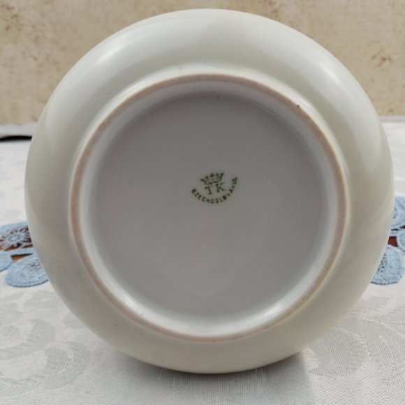 Vintage TK Czechoslovakia Sugar Bowl Hand Painted Pink Floral Design Gold Trim - Picture 7 of 8